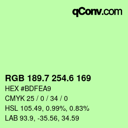 カラーコード: RGB 189.7 254.6 169 | qconv.com