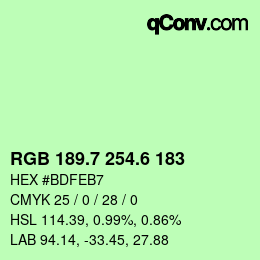 カラーコード: RGB 189.7 254.6 183 | qconv.com