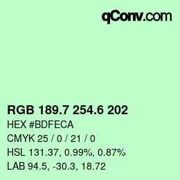 カラーコード: RGB 189.7 254.6 202 | qconv.com