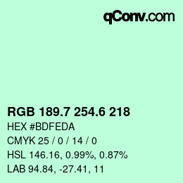 カラーコード: RGB 189.7 254.6 218 | qconv.com