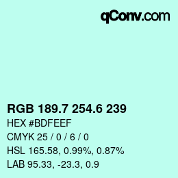 カラーコード: RGB 189.7 254.6 239 | qconv.com