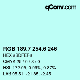 カラーコード: RGB 189.7 254.6 246 | qconv.com