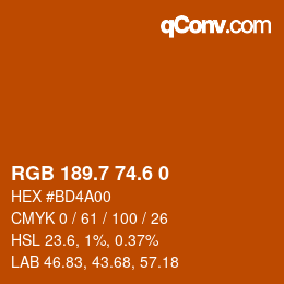 カラーコード: RGB 189.7 74.6 0 | qconv.com