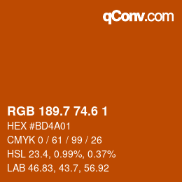 カラーコード: RGB 189.7 74.6 1 | qconv.com