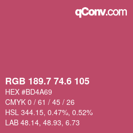 カラーコード: RGB 189.7 74.6 105 | qconv.com
