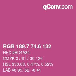 カラーコード: RGB 189.7 74.6 132 | qconv.com