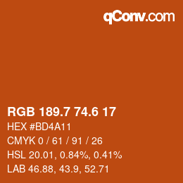 カラーコード: RGB 189.7 74.6 17 | qconv.com