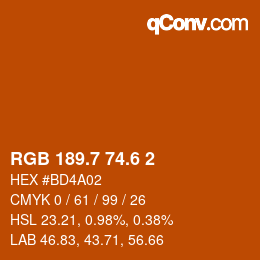 カラーコード: RGB 189.7 74.6 2 | qconv.com