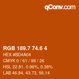 カラーコード: RGB 189.7 74.6 4 | qconv.com
