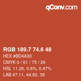 カラーコード: RGB 189.7 74.6 48 | qconv.com