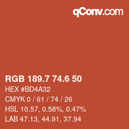 カラーコード: RGB 189.7 74.6 50 | qconv.com
