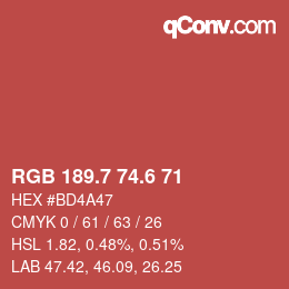 カラーコード: RGB 189.7 74.6 71 | qconv.com