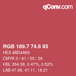 カラーコード: RGB 189.7 74.6 85 | qconv.com