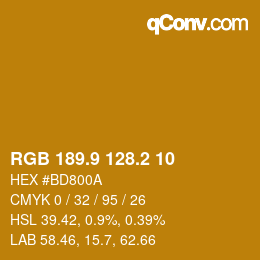 カラーコード: RGB 189.9 128.2 10 | qconv.com
