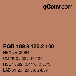 Color code: RGB 189.9 128.2 100 | qconv.com