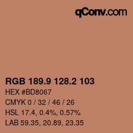 カラーコード: RGB 189.9 128.2 103 | qconv.com