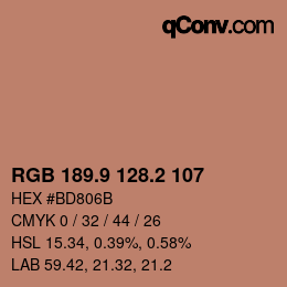 カラーコード: RGB 189.9 128.2 107 | qconv.com