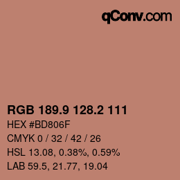 Color code: RGB 189.9 128.2 111 | qconv.com