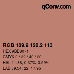 カラーコード: RGB 189.9 128.2 113 | qconv.com