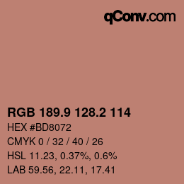 カラーコード: RGB 189.9 128.2 114 | qconv.com