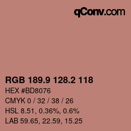 Color code: RGB 189.9 128.2 118 | qconv.com