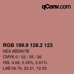 カラーコード: RGB 189.9 128.2 123 | qconv.com
