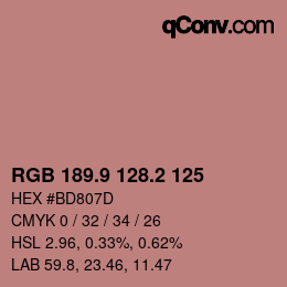 Color code: RGB 189.9 128.2 125 | qconv.com