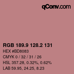 カラーコード: RGB 189.9 128.2 131 | qconv.com