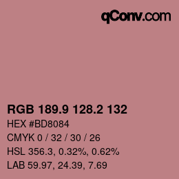 カラーコード: RGB 189.9 128.2 132 | qconv.com