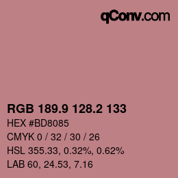 カラーコード: RGB 189.9 128.2 133 | qconv.com