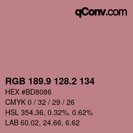 カラーコード: RGB 189.9 128.2 134 | qconv.com