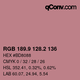 カラーコード: RGB 189.9 128.2 136 | qconv.com