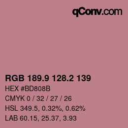 カラーコード: RGB 189.9 128.2 139 | qconv.com