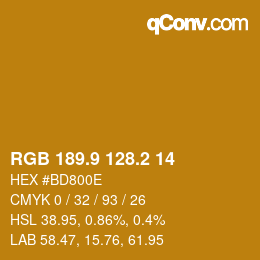 Color code: RGB 189.9 128.2 14 | qconv.com