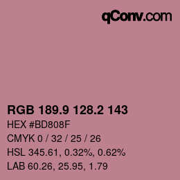 カラーコード: RGB 189.9 128.2 143 | qconv.com