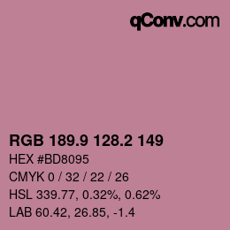 カラーコード: RGB 189.9 128.2 149 | qconv.com