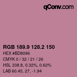 カラーコード: RGB 189.9 128.2 150 | qconv.com