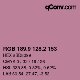 カラーコード: RGB 189.9 128.2 153 | qconv.com