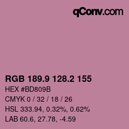 カラーコード: RGB 189.9 128.2 155 | qconv.com