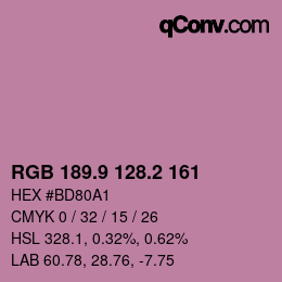 カラーコード: RGB 189.9 128.2 161 | qconv.com