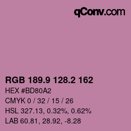 カラーコード: RGB 189.9 128.2 162 | qconv.com