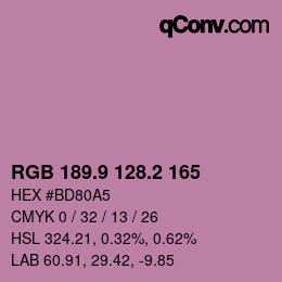 カラーコード: RGB 189.9 128.2 165 | qconv.com