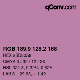 カラーコード: RGB 189.9 128.2 168 | qconv.com