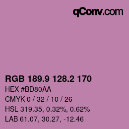 カラーコード: RGB 189.9 128.2 170 | qconv.com