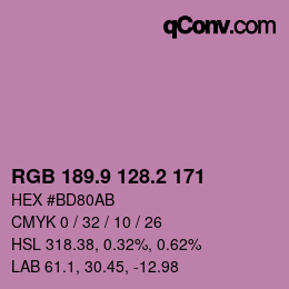 カラーコード: RGB 189.9 128.2 171 | qconv.com
