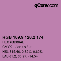 カラーコード: RGB 189.9 128.2 174 | qconv.com