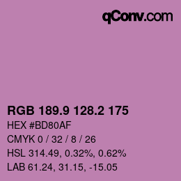 カラーコード: RGB 189.9 128.2 175 | qconv.com