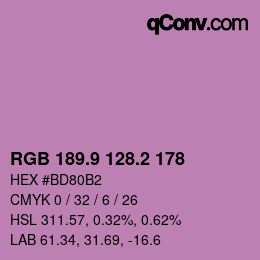 Color code: RGB 189.9 128.2 178 | qconv.com