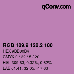 カラーコード: RGB 189.9 128.2 180 | qconv.com