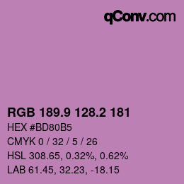 カラーコード: RGB 189.9 128.2 181 | qconv.com